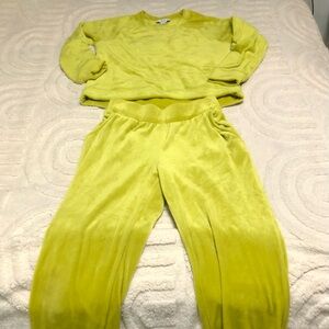 MAGASCHONI Velour Sweatsuit Set Women's S/P Citron Color EUC